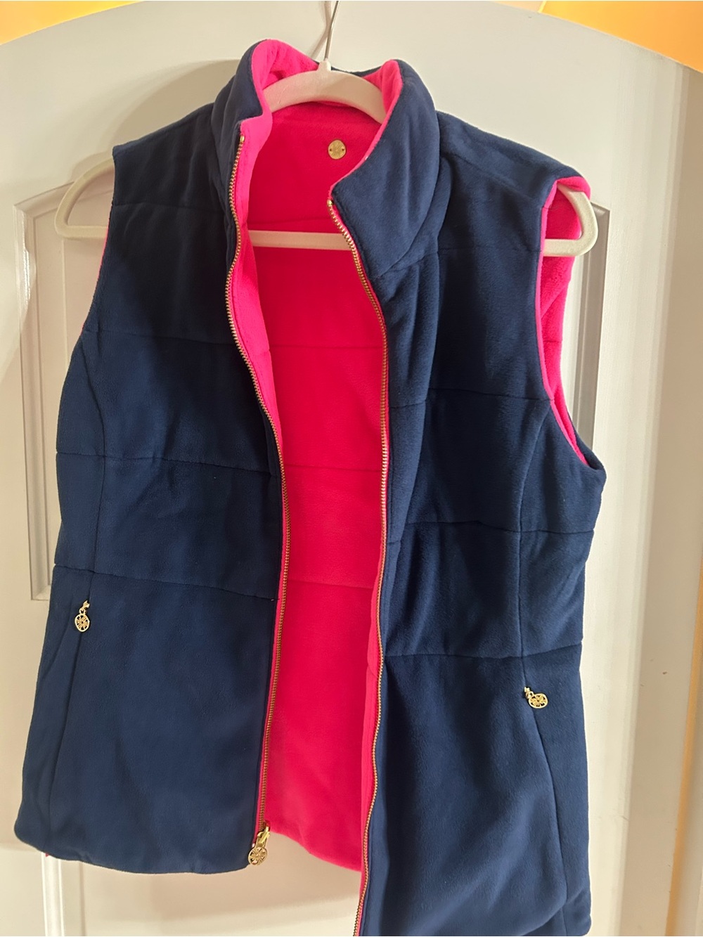 Lilly Pulitzer Navy & Hot Pink Reversible Fleece Vest